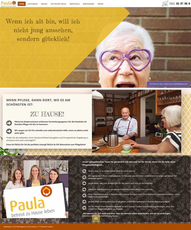 Werbeagentur Hannover Webdesign Homepage Paula Pflege UG Elena Nozon Hannover