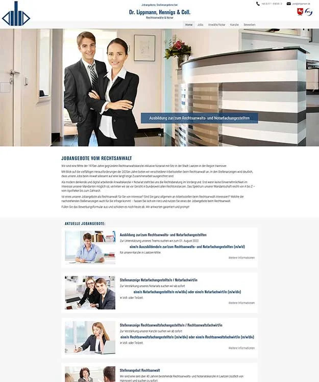 Webdesign Hannover Referenz Website f&uuml;r Job- und Stellenangebote mit Joomla Recruiting Website, Bewerbungsformular und Mitarbeitergewinnung