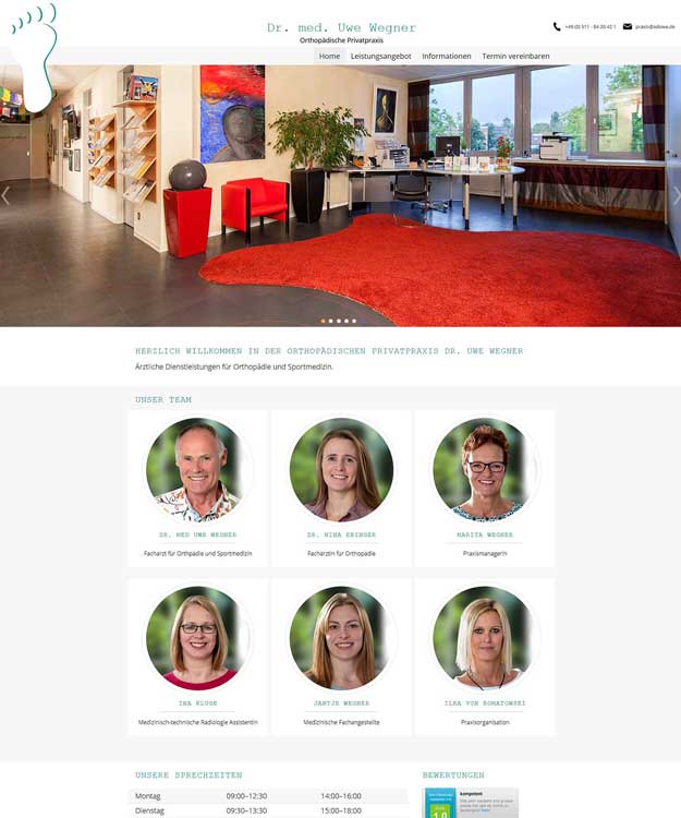 Webdesign Hannover - Orthopädische Privatpraxis Dr. med. Uwe Wegner Werbeagentur Hannover