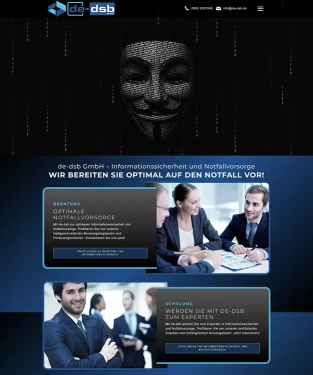 Webdesign Hannover Referenz de-dsb GmbH Burgwedel mit moderner Joomla Website f&uuml;r Informationssicherheit und Notfallvorsorge