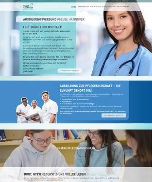 Webdesign Hannover Referenz Ausbildungsverbund Pflege Hannover mit lebendiger Joomla Website f&uuml;r Pflegeausbildung und Online-Bewerbung