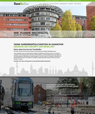 Webdesign Hannover Referenz Jobwebsite für Bauplanung mit Joomla 5, Stellenangeboten, Imagefilm und Bewerbungsformular